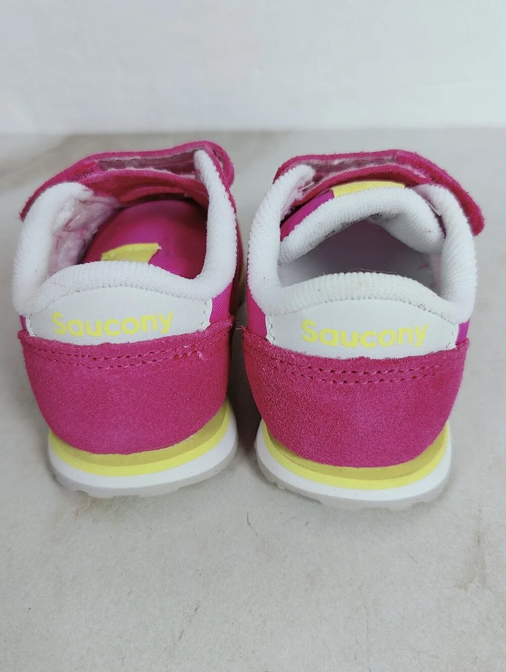 NIB Saucony Baby Jazz Hook & Loop Pink Lime Sneakers, Sz 4